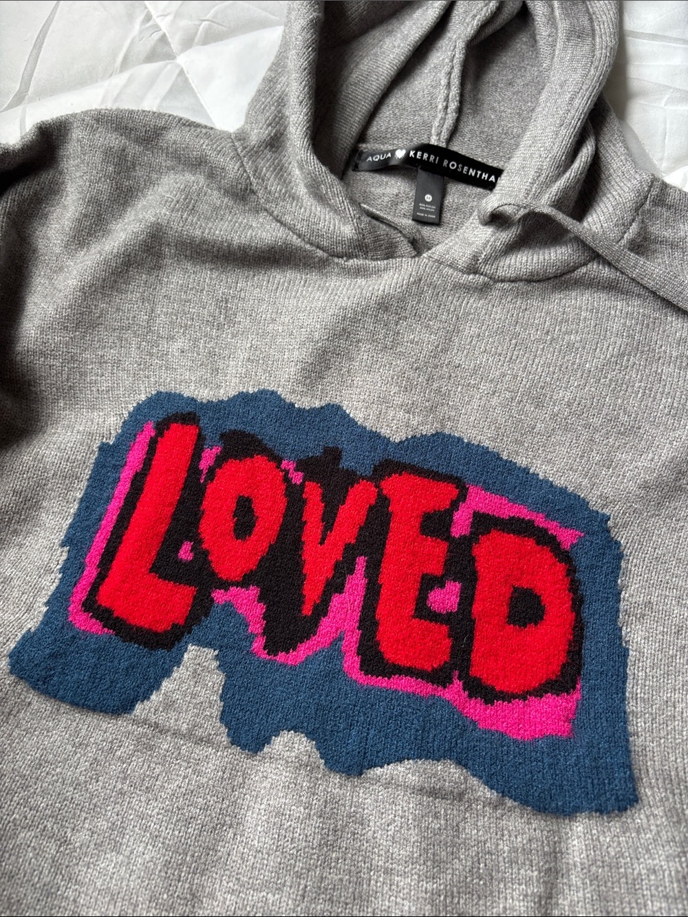 Loved Graphic Hoodie Sweater - Gray
